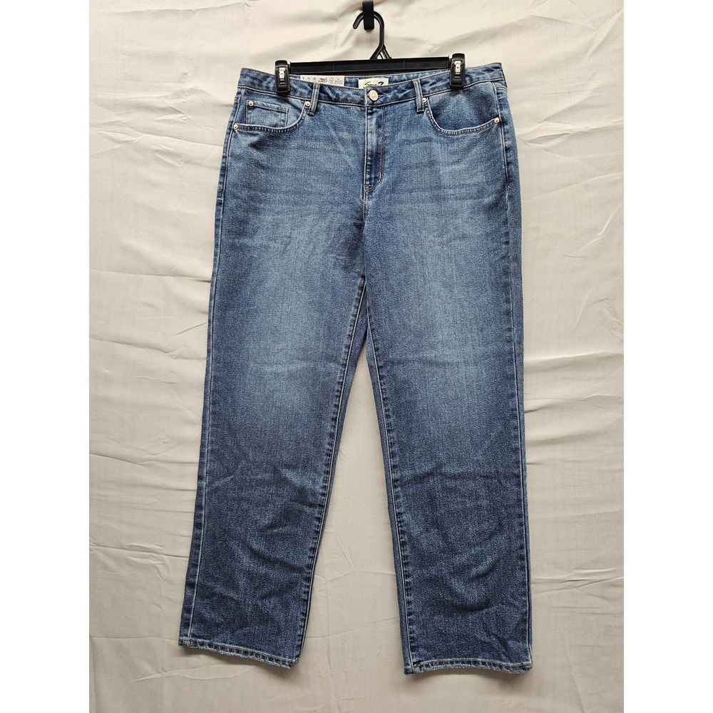 Seven7 Womens Loose Straight High Rise Jeans Blue Cotton Blend Casual Size‎ 12